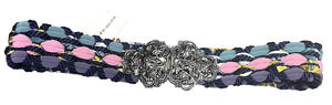 VTG 80s Howard Wolf Belt Womens Fabric Woven rope braided silver buckle NWT S/M